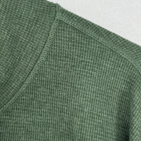 DULUTH TRADING Shirt Mens 2XL Waffle Thermal Mock Henley Cotton Blend Green - Picture 8 of 12